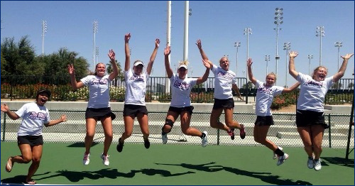 Tennis players celebrating