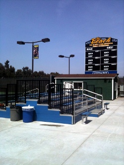 Benches at outdoor tennis court